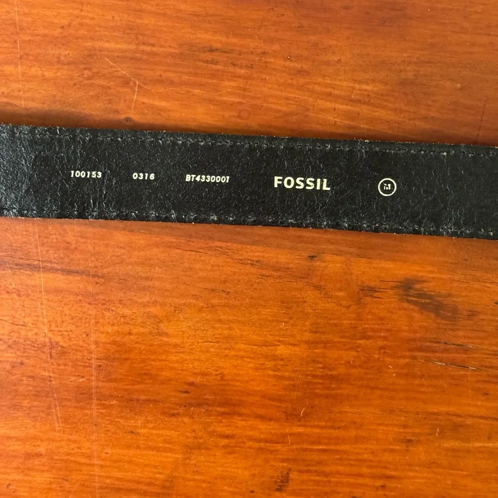 Fossil Black Leather Braided Belt Sz M